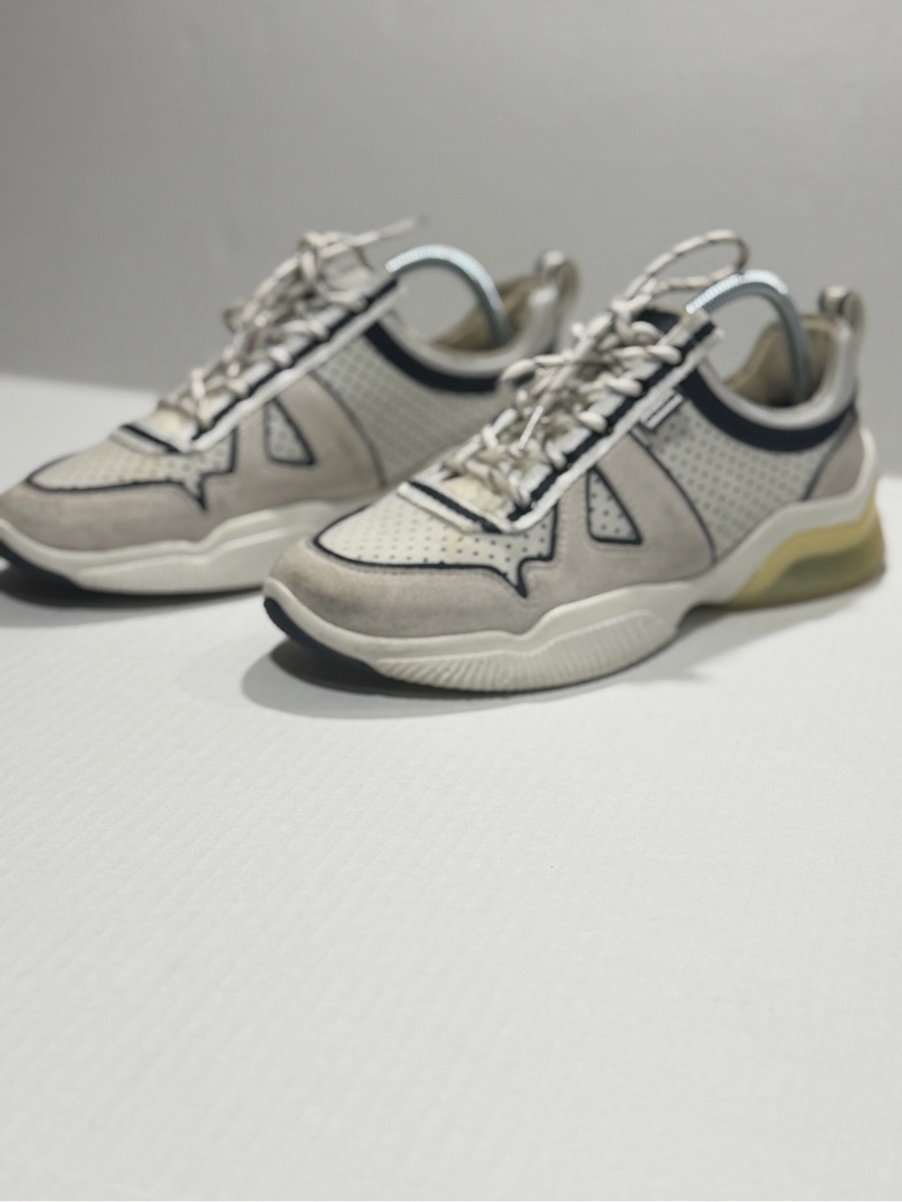 Coach White and Black Logo Lace-Up Sneakers